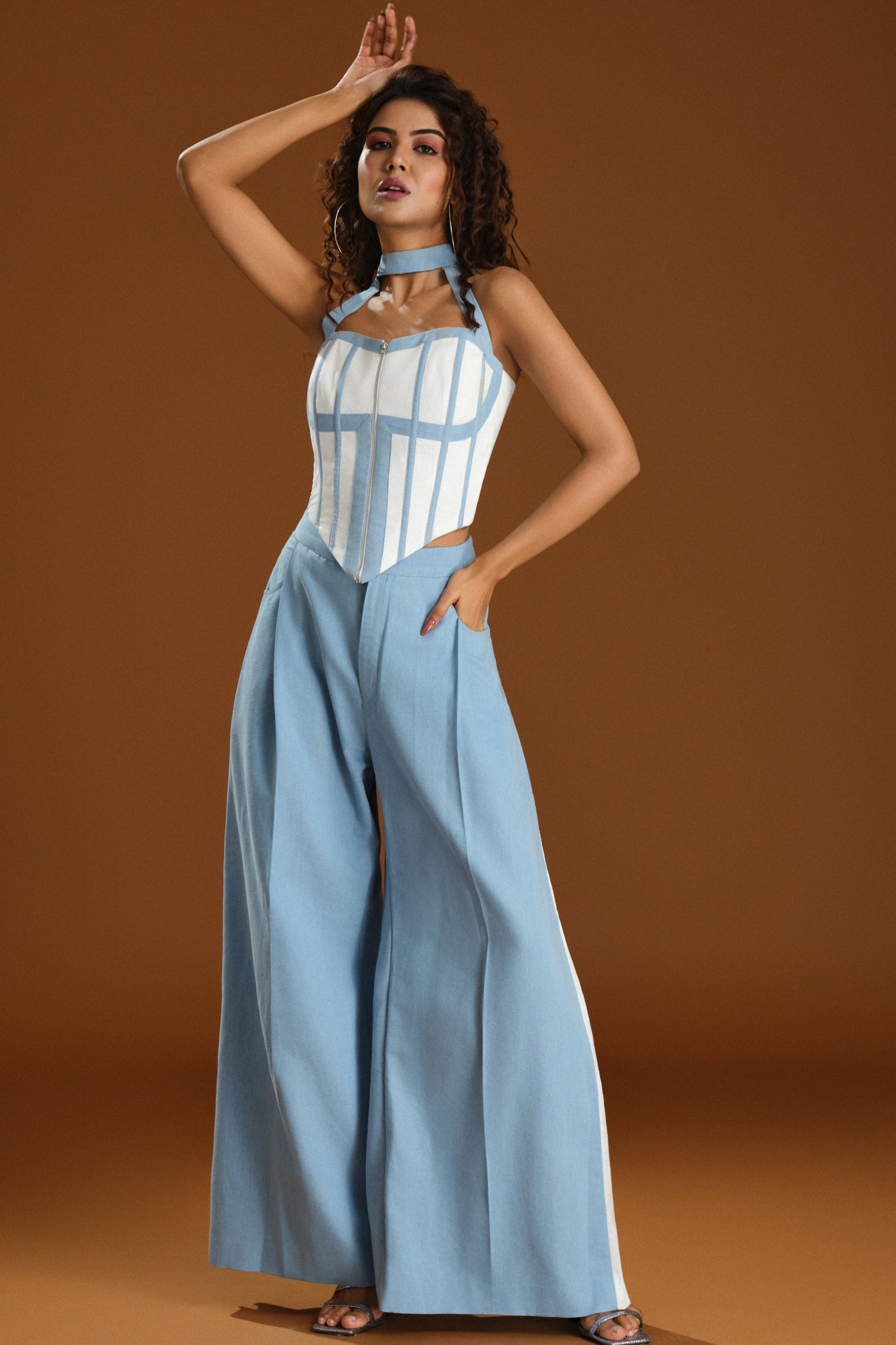 Wide leg contrast Trouser