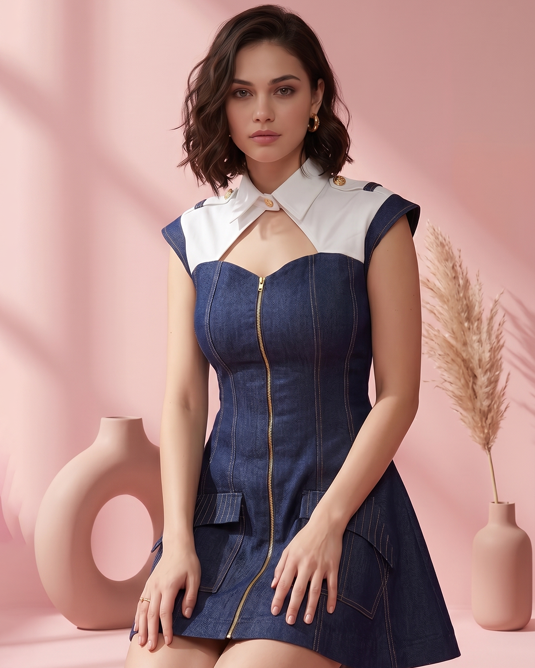 White collar dress