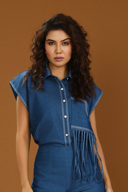 Top stitched Denim Shirt