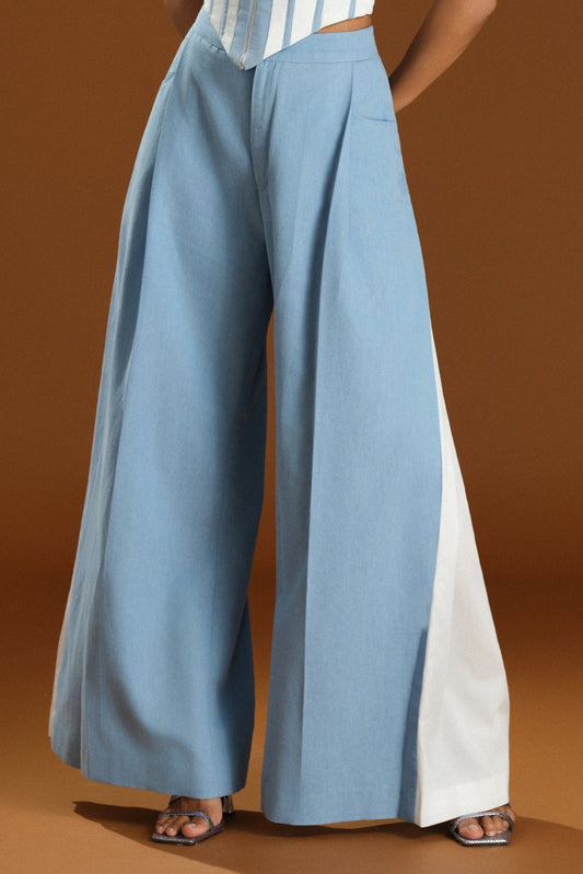 Wide leg contrast Trouser