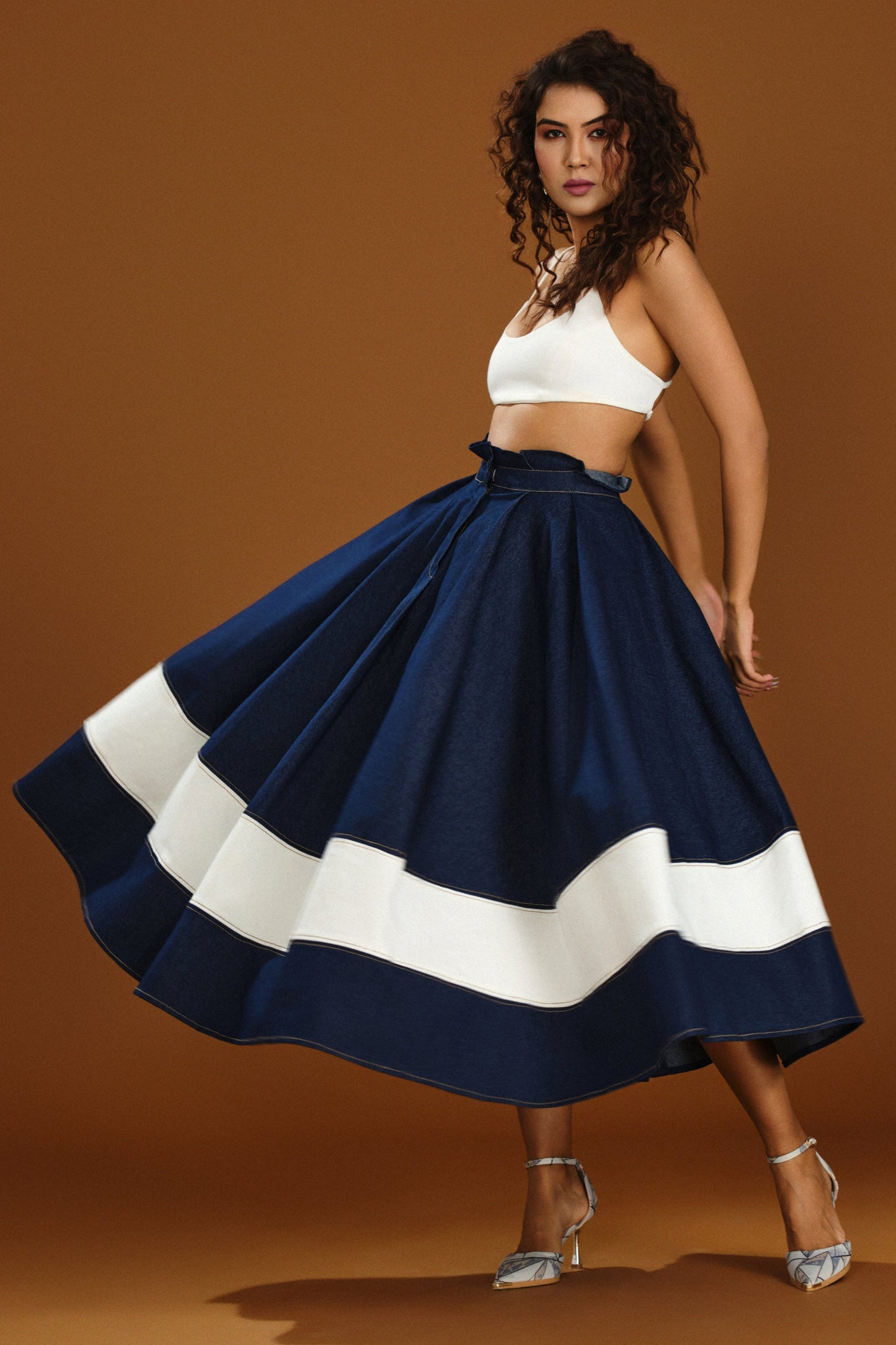 Dual tone Flare skirt