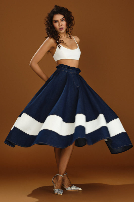 Dual tone Flare skirt