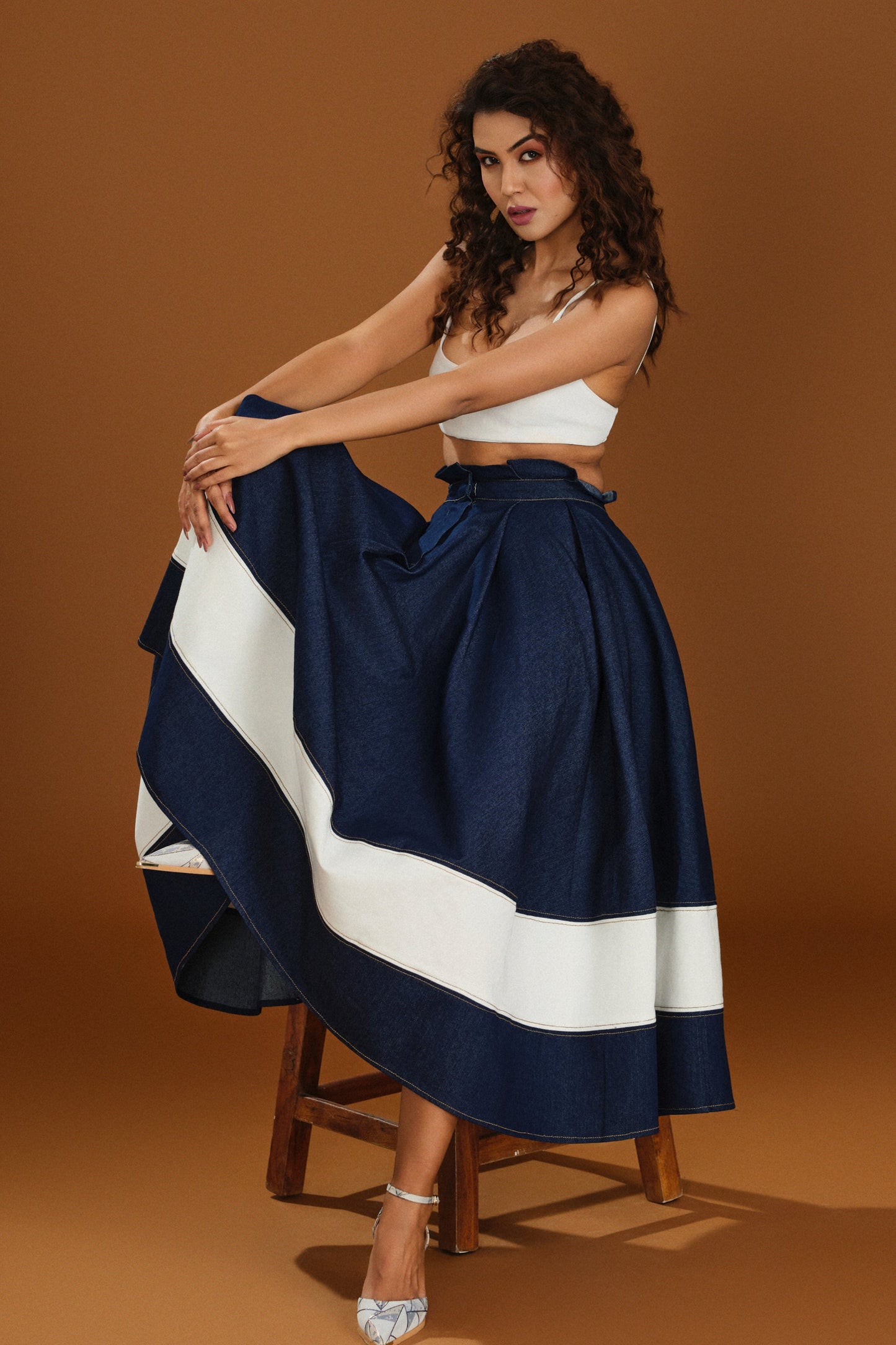 Dual tone Flare skirt