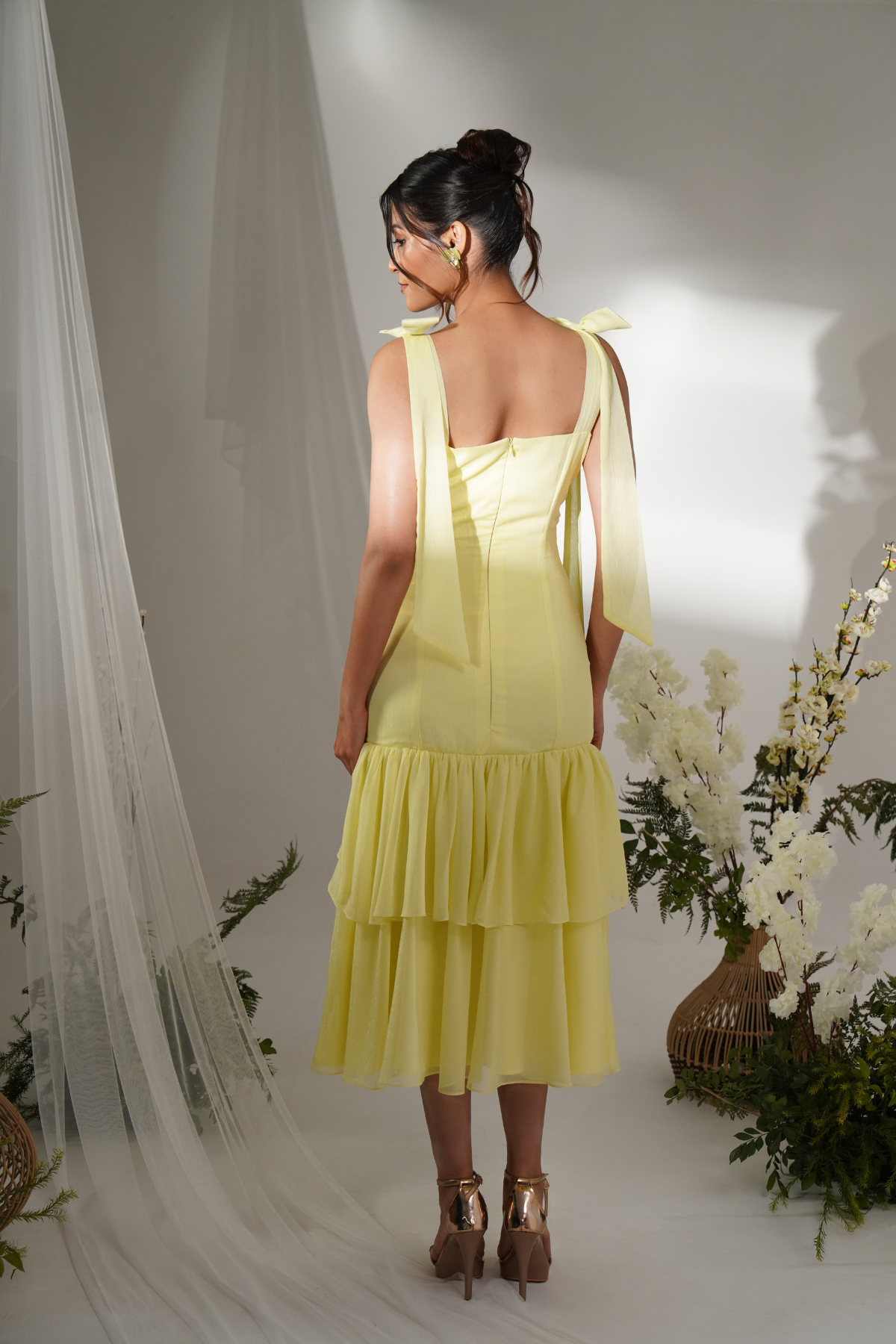 Lemon layer Midi Dress