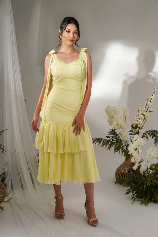Lemon layer Midi Dress
